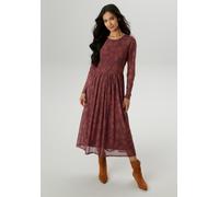 Midikleid ANISTON SELECTED, Damen, Gr. 42, N-Gr, braun (ocker, cognac), Mesh, Obermaterial: 95% Polyester, 5% Elasthan. Futter: 95% Viskose, 5% Elasthan, bedruckt, geblümt, gemustert, figurumspielend