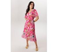 Midikleid ANISTON SELECTED, Damen, Gr. 46, N-Gr, pink, rosa, hellpink, kiwigrün, schwarz, gelb, Chiffon, Obermaterial: 100% Polyester. Futter: 100% Polyester, bedruckt, geblümt, gemustert, figurumspie