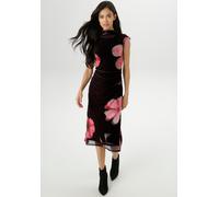 Midikleid ANISTON SELECTED, Damen, Gr. 48, N-Gr, schwarz (schwarz, rot, altrosa, anthra), Mesh, Obermaterial: 95% Polyester, 5% Elasthan. Futter: 95% Viskose, 5% Elasthan, bedruckt, geblümt, figurbeto