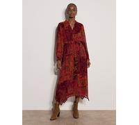 Midikleid APRICOT "Chiffonkleid mit Rüschen", Damen, Gr. 16, Normalgrößen, gewebt, rot (burgandy), gewebt, , Modisch, normal, V-Ausschnitt, 1-Knopf-Manschette, Kleider Midikleid, mit Paisleymuster (41