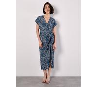 Midikleid APRICOT "Druckkleid", Damen, Gr. M (38), N-Gr, blau, gewebt, Obermaterial: 85% Viskose CV. 15% Polyamid PA., gemustert, V-Ausschnitt, Kleider Midikleid, in Wickeloptik (60790948-38) blau