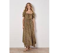 Midikleid APRICOT "Florales Kleid", Damen, Gr. XS (34), N-Gr, grün (khaki), Obermaterial: 100% Viskose CV., bedruckt, Kleider Midikleid, mit Smokdetails (74493208-34) khaki