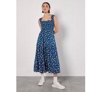 Midikleid APRICOT "Florales Midikleid", Damen, Gr. S (36), N-Gr, blau, gewebt, Obermaterial: 100% Viskose CV., geblümt, normal, Kleider Midikleid, mit Smokdetails (25358555-36) blau