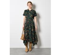 Midikleid APRICOT "Florales Midikleid", Damen, Gr. XS (34), N-Gr, grün, gewebt, Obermaterial: 100% Viskose CV., geblümt, normal, Gerade, Kleider Midikleid, mit Seitentaschen, mit halber Knopfleiste (6