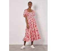 Midikleid APRICOT "Florales Sommerkleid", Damen, Gr. S (36), N-Gr, beige (creme), Obermaterial: 70% Viskose CV. 30% Polyester PES., geblümt, Kleider Midikleid, mit Puffärmeln (22292250-36) creme