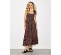 Midikleid APRICOT "Folk-Blumen-Midi-Kleid", Damen, Gr. XL (42), N-Gr, schwarz, gewebt, Obermaterial: 99% Viskose CV. 1% metallisierte Fasern MTF., geblümt, Rüschen, Kleider Midikleid, mit Metallic (32