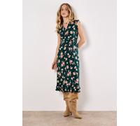 Midikleid APRICOT "Geblümtes Midikleid", Damen, Gr. XS (34), N-Gr, grün, gewebt, Obermaterial: 100% Viskose CV., geblümt, figurbetont, V-Ausschnitt, Kleider Midikleid, mit Bindegürtel (26724008-34) gr