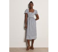 Midikleid APRICOT "Gestreiftes Midaxi-Kleid im Milchmädchen-Stil", Damen, Gr. M (38), N-Gr, blau (navy), gewebt, Obermaterial: 83% Polyester PES. 16% Viskose CV. 1% Elasthan EL., gestreift, normal, ec