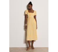 Midikleid APRICOT "Gestreiftes Midaxi-Kleid im Milchmädchen-Stil", Damen, Gr. M (38), N-Gr, gelb, gewebt, Obermaterial: 83% Polyester PES. 16% Viskose CV. 1% Elasthan EL., gestreift, normal, eckiger A