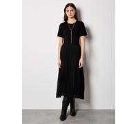 Midikleid APRICOT "Kleid im Materialmix", Damen, Gr. S (36), N-Gr, schwarz, Strick, Obermaterial: 80% Viskose CV. 20% Nylon NY., uni, normal, Kleider Midikleid, mit Strickoberteil und Plisseerock (859