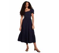 Midikleid APRICOT "Midi-Kleid aus Baumwolle", Damen, Gr. XL (42), N-Gr, blau (navy), gewebt, Obermaterial: 100% Baumwolle CO., uni, Kleider Midikleid, mit Stufenrock (27829608-42) navy