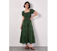 Midikleid APRICOT "Midi-Kleid aus Baumwolle", Damen, Gr. XS (34), N-Gr, grün, gewebt, Obermaterial: 100% Baumwolle CO., uni, Kleider Midikleid, mit Stufenrock (54911319-34) grün