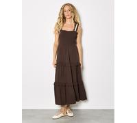 Midikleid APRICOT "Midi-Kleid", Damen, Gr. L (40), N-Gr, braun, gewebt, Obermaterial: 100% Viskose LENZING ECOVERO CV LenzEcov., Kleider Midikleid, mit gestufter Spitzenverzierung (14759467-40) braun