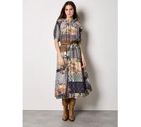 Midikleid APRICOT "Midi-Kleid", Damen, Gr. M (38), N-Gr, blau (navy), gewebt, Obermaterial: 70% Viskose CV. 30% Nylon NY., Kleider Midikleid, mit Patchwork-Print (52161822-38) navy