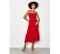 Midikleid APRICOT "Midi-Kleid", Damen, Gr. XL (42), N-Gr, rot, gewebt, Obermaterial: 100% Viskose LENZING ECOVERO CV LenzEcov., Kleider Midikleid, mit gestufter Spitzenverzierung (31332869-42) rot