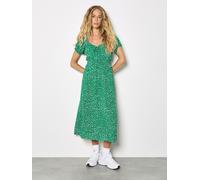 Midikleid APRICOT "Midi-Kleid im Milchmädchen-Stil", Damen, Gr. L (40), N-Gr, grün, gewebt, Obermaterial: 100% Viskose LENZING ECOVERO CV LenzEcov., gemustert, herzförmiger Ausschnitt, Puffärmel, Klei