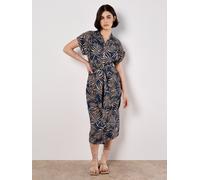 Midikleid APRICOT "Midiekleid", Damen, Gr. M (38), N-Gr, blau (navy), Obermaterial: 90% Viskose CV. 10% Nylon NY., gemustert, Kleider Midikleid, mit Blätterdruck (72207900-38) navy