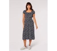 Midikleid APRICOT "Midikleid", Damen, Gr. L (40), N-Gr, blau (navy), Obermaterial: 100% Viskose CV., Kleider Midikleid, Elastischer Bund (60635438-40) navy