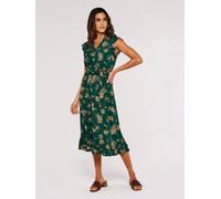 Midikleid APRICOT "Midikleid", Damen, Gr. L (40), N-Gr, grün, Obermaterial: 100% Viskose CV., geblümt, normal, V-Ausschnitt, Fledermausärmel, Kleider Midikleid, mit Rüschen und Bindegürtel (60535168-4