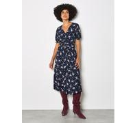 Midikleid APRICOT "Midikleid", Damen, Gr. M (38), N-Gr, blau (navy), Obermaterial: 100% Viskose CV., geblümt, V-Ausschnitt, Puffärmel, Kleider Midikleid, mit Blumenprint (55539328-38) navy
