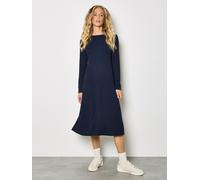 Midikleid APRICOT "Midikleid", Damen, Gr. M (38), N-Gr, blau (navy), Obermaterial: 98% Polyester PES. 2% Elasthan EL., uni, U-Boot-Ausschnitt, Kleider Midikleid, aus strukturiertem Jersey (54308468-38