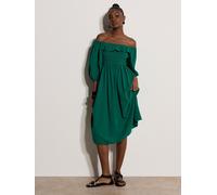 Midikleid APRICOT "Midikleid", Damen, Gr. XL (42), N-Gr, grün, gewebt, Obermaterial: 100% Baumwolle CO., Puffärmel Elastisch, Kleider Midikleid, Gerafft (85717717-42) grün