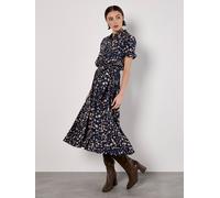 Midikleid APRICOT "Midikleid mit verstreutem Karohemd", Damen, Gr. XL (42), N-Gr, blau (navy), gewebt, Obermaterial: 100% Viskose CV., bedruckt, normal, Kleider Midikleid, mit Bindegürtel (98719411-42