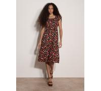 Midikleid APRICOT "Milkmaid Ditsy Midi Dress", Damen, Gr. S (36), N-Gr, schwarz, gewebt, Obermaterial: 100% Viskose CV., gemustert, Flügelärmel, Kleider Midikleid, mit Smokdetails (43097613-36) schwar