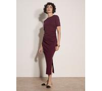 Midikleid APRICOT "Plissiertes Kleid mit Rüschen", Damen, Gr. M (38), N-Gr, rot (burgund), gewebt, Obermaterial: 78% Baumwolle CO. 22% Polyester PES., uni, Modisch, Gerade, Kleider Midikleid, mit Raff