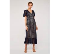 Midikleid APRICOT "sommerliches Maxikleid", Damen, Gr. XS (34), N-Gr, blau (navy), Obermaterial: 100% Polyester PES., bestickt, Kleider Midikleid, aus Spitze (52850001-34) navy
