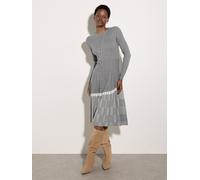 Midikleid APRICOT "Strickkleid", Damen, Gr. 8, Normalgrößen, Strick, grau, Strick, , Modisch, Kleider Midikleid, mit asymmetrischen Streifen (98181147-34) grau