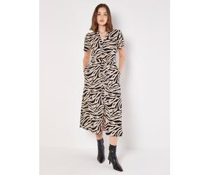 Midikleid APRICOT "Zebramuster Hemdblusenkleid", Damen, Gr. XS (34), N-Gr, schwarz, gewebt, Obermaterial: 100% Viskose CV., gemustert, normal, V-Ausschnitt, Kleider Midikleid, mit Seitentaschen (33809