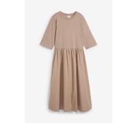 Midikleid BONPRIX, Damen, Gr. 44, N-Gr, beige (taupe), Obermaterial: 100% Baumwolle. Unterteil: 100% Baumwolle, A-Linie, Kleider Midikleid, aus Baumwolle, A-Linien-Passform, Kurzarm-Design, Midilänge