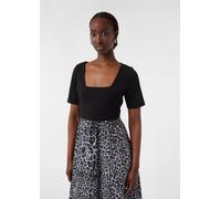 Comma Midikleid aus Materialmix mit Karree-Ausschnitt