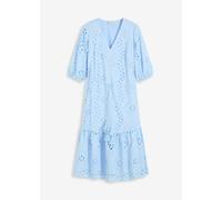 Midikleid BONPRIX, Damen, Gr. 40, N-Gr, hellblau, Obermaterial: 100% Baumwolle. Futter: 100% Baumwolle, ausgestellt, Kleider Midikleid, mit V-Ausschnitt, ausgestellte Passform, aus Baumwolle (25219608