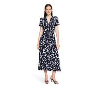 Midikleid BETTY BARCLAY "Damen mit Raffung", Damen, Gr. 42, Normalgrößen, dunkelblau, weiß, Obermaterial: 95% Viskose, 5% Elasthan, körpernah lang, V-Ausschnitt, Kleider Midikleid (72394719-42) dunkel
