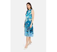Midikleid BETTY & CO "Damen ohne Arm", Damen, Gr. 38, Normalgrößen, blau (dunkelblau, blau), Chiffon, Obermaterial: 100% Polyester. Futter: 100% Polyester, tailliert lang, Rundhals, Kleider Midikleid 