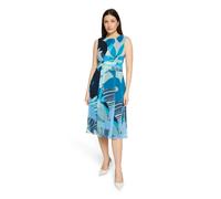 Midikleid BETTY & CO "Damen ohne Arm", Damen, Gr. 42, Normalgrößen, dunkelblau, blau, Chiffon, Obermaterial: 100% Polyester; Futter: 100% Polyester, tailliert lang, Rundhals, Kleider Midikleid (712285