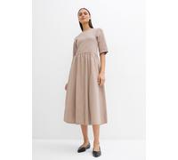 Midikleid BONPRIX, Damen, Gr. 38, N-Gr, beige (taupe), Obermaterial: 100% Baumwolle. Unterteil: 100% Baumwolle, A-Linie, Kleider Midikleid, aus Baumwolle, A-Linien-Passform, Kurzarm-Design, Midilänge