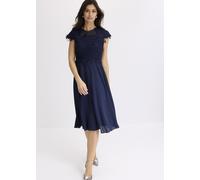 Midikleid BONPRIX, Damen, Gr. 38, N-Gr, dunkelblau, Obermaterial: 100% Polyester. Futter: 100% Polyester. Spitze: 100% Polyester, festlich, ausgestellt, Kleider Midikleid, festlicher Stil, aus Tüllmat