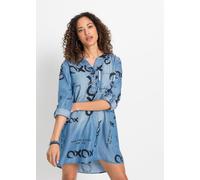 Midikleid BONPRIX, Damen, Gr. 40, N-Gr, blau denim bedruckt, Obermaterial: 100% Lyocell (TENCEL™), oversize, Kleider Midikleid, für Frühjahr und Sommer, Jeanskleid, aus Lyocell (TENCEL™) (91378202-40)