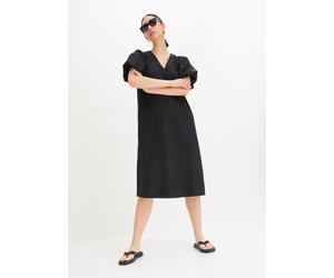 Midikleid BONPRIX, Damen, Gr. 40, N-Gr, schwarz, Obermaterial: 100% Baumwolle, A-Linie, Kleider Midikleid, aus reiner Baumwolle, A-Linie Passform, halbarm, eleganter Stil (86737256-40)