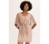 Midikleid BONPRIX, Damen, Gr. 44/46 (L), N-Gr, beige (rose, silber), Obermaterial: 75% Polyester, 25% metallisierte Fasern. Futter: 100% Polyester, oversize, Kleider Midikleid, Oversize-Passform, Kurz