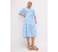 Midikleid BONPRIX, Damen, Gr. 44, N-Gr, hellblau, Obermaterial: 100% Baumwolle. Futter: 100% Baumwolle, ausgestellt, Kleider Midikleid, mit V-Ausschnitt, ausgestellte Passform, aus Baumwolle (25219608