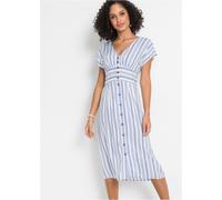 Midikleid BONPRIX, Damen, Gr. 46, N-Gr, hellblau, weiß gestreift, Obermaterial: 100% Viskose, ausgestellt, Kleider Midikleid, für warme Tage, aus Viskose, ausgestellte Passform (15411354-46) hellblau,