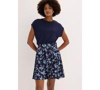 Midikleid BONPRIX, Damen, Gr. 52/54 (XXL), N-Gr, blau (dunkelblau, hellblau geblümt), Obermaterial: 95% Viskose, 5% Elasthan, bequem, Kleider Midikleid, für femininen Look, Jerseykleid, aus Viskose-Mi