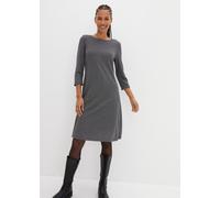 Midikleid BONPRIX, Damen, Gr. 56/58 (XXXL), N-Gr, schwarz (schwarz, wollweiß graphisch), Obermaterial: 65% Polyester, 30% Viskose, 5% Elasthan, ausgestellt, Kleider Midikleid, aus Polyester, Viskose u