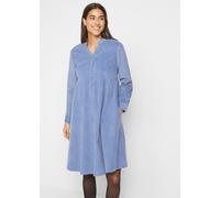 Midikleid BONPRIX "Kleid aus Baumwollcord", Damen, Gr. 46, N-Gr, blau (mattblau), Obermaterial: 98% Baumwolle, 2% Elasthan, A-Linie, Kleider Midikleid, für entspannten Look, aus weichem Baumwollcord,