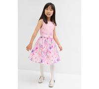 Midikleid BONPRIX, Mädchen, Gr. 110, N-Gr, rosa (hellrosa geblümt), Obermaterial: 100% Baumwolle. Besatz: 100% Polyamid. Futter: 100% Baumwolle, festlich, regular fit, Kleider Midikleid, regular fit, 