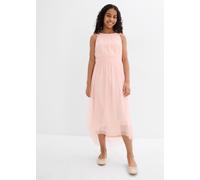 Midikleid BONPRIX, Mädchen, Gr. 152, N-Gr, softrosa, Obermaterial: 100% Polyester. Futter: 100% Polyester, festlich, regular fit, Kleider Midikleid, festlicher Stil, mit Pailletten, ärmellos, Regular 